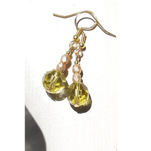 Gold Glass Gold plated Hooks Hidden Meaning earrings Opera Aesthetic, Glam  386■